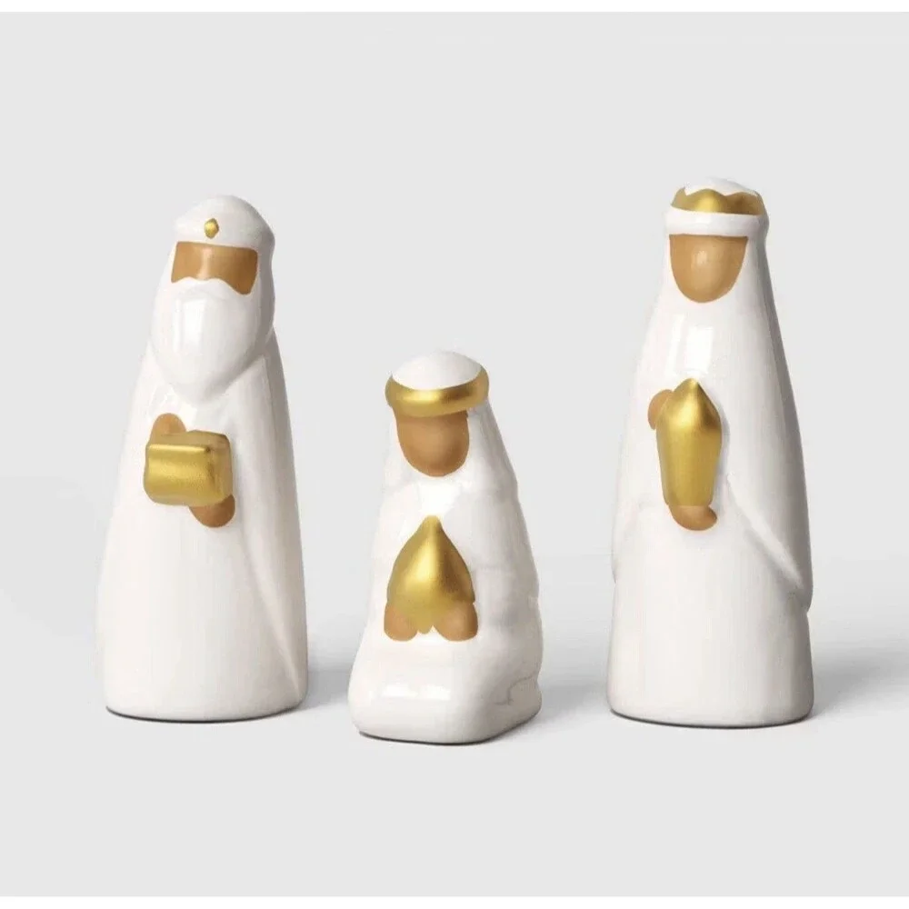 10pc Ceramic Nativity Set Christmas White - Threshold NEW